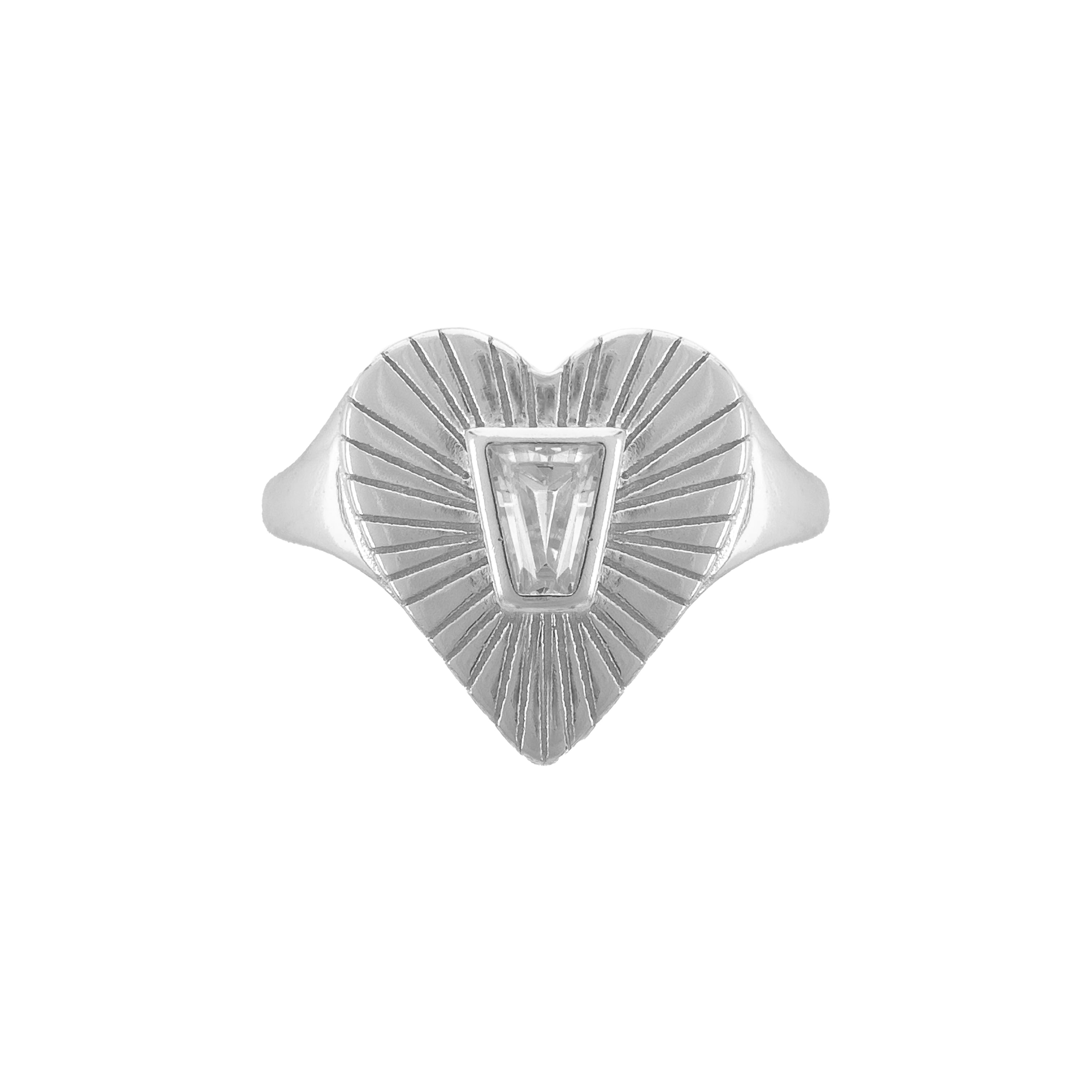 Baget Taş Detay Kalp Yüzük