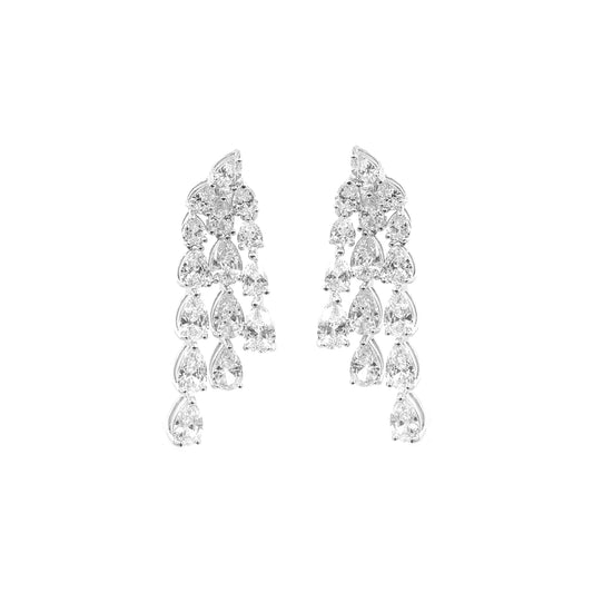 Three Rows of Drop Stone Earrings