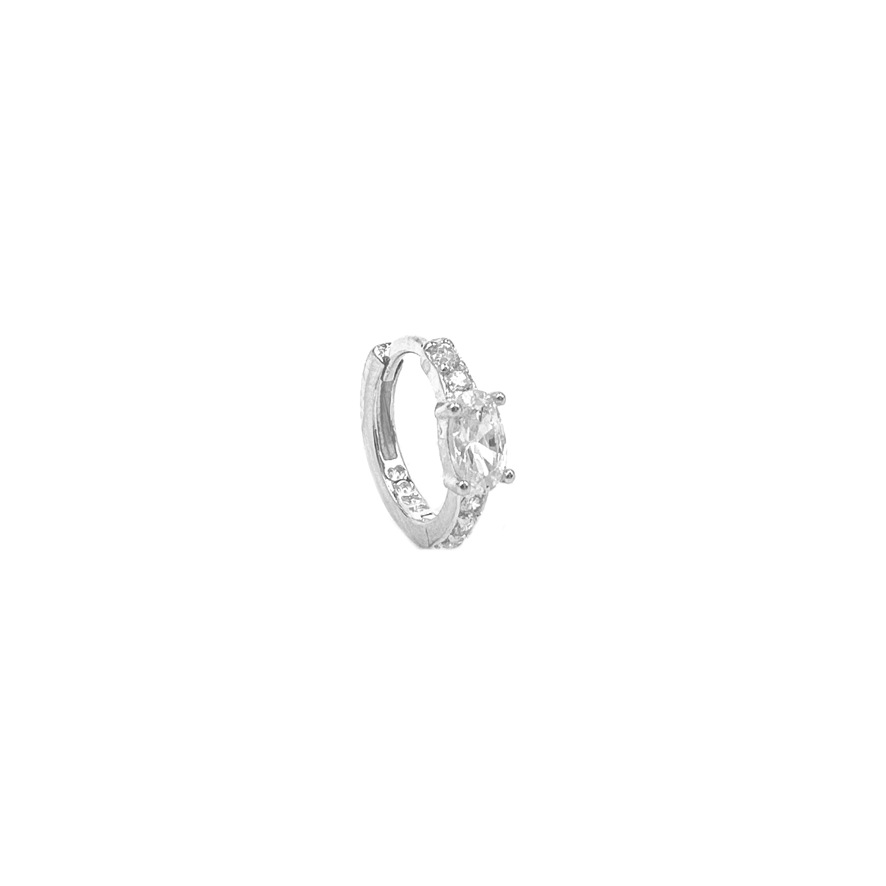 Oval Taşlı Halka Piercing