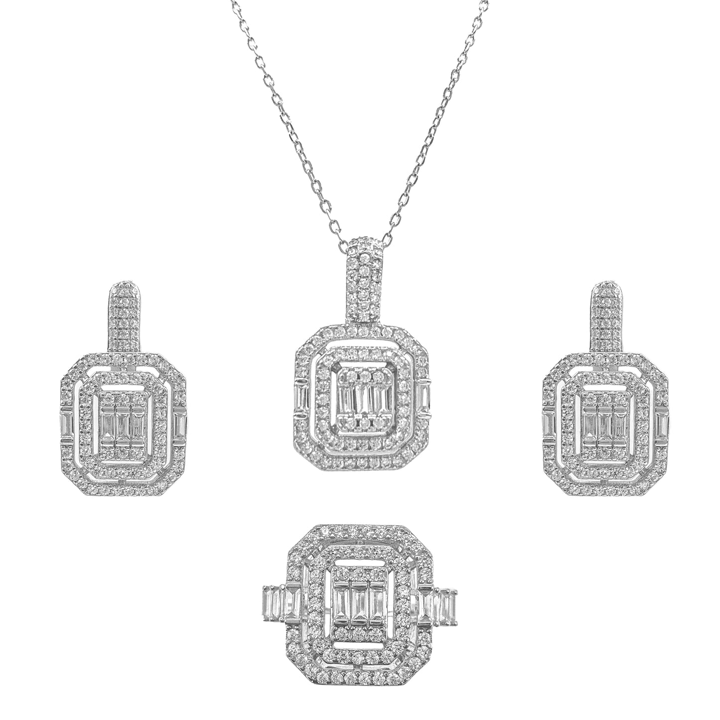 Kenarları Sıralı Baget Taşlı Set