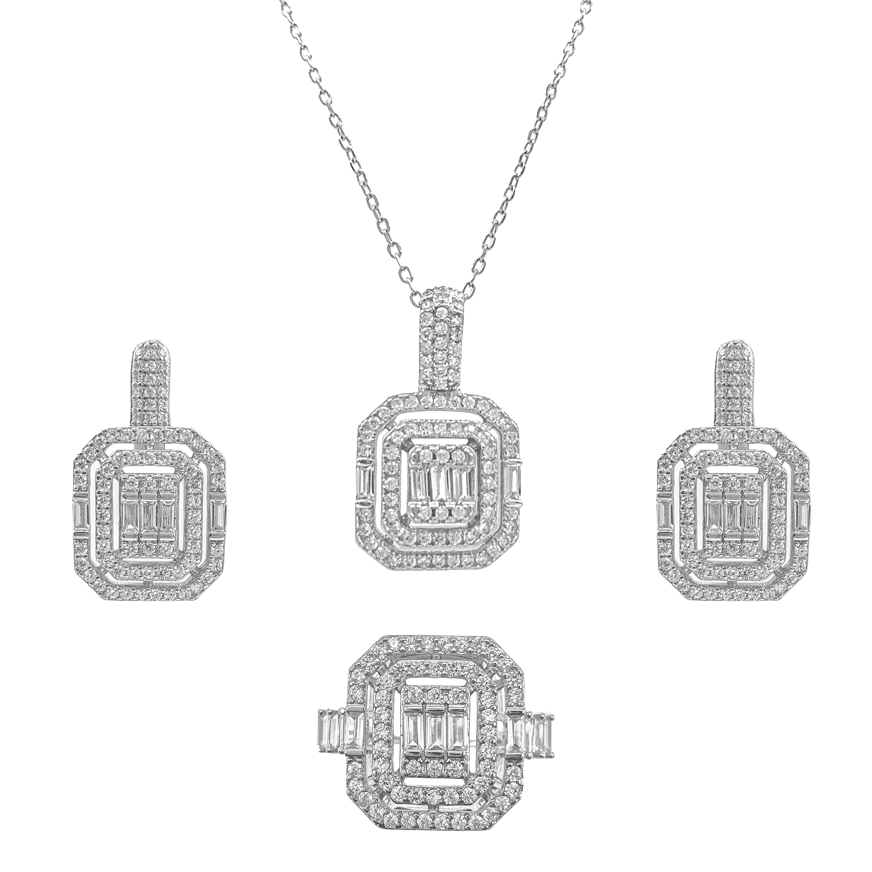 Kenarları Sıralı Baget Taşlı Set