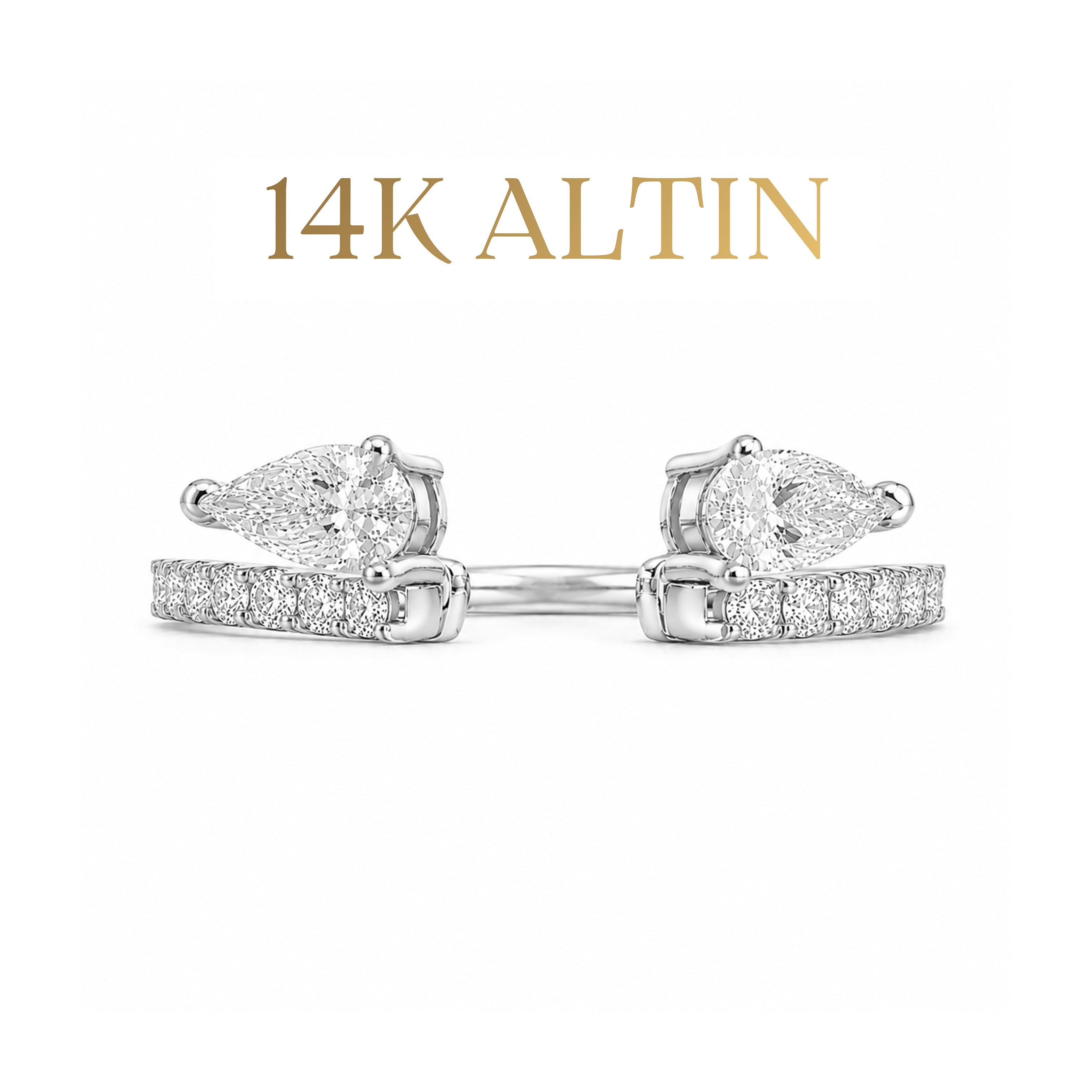 14K Damla Taşlı Stacking Yüzük