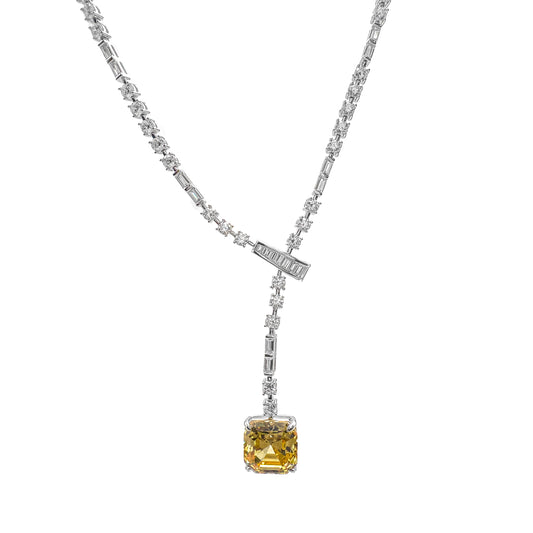 Square Model Yellow Stone Necklace