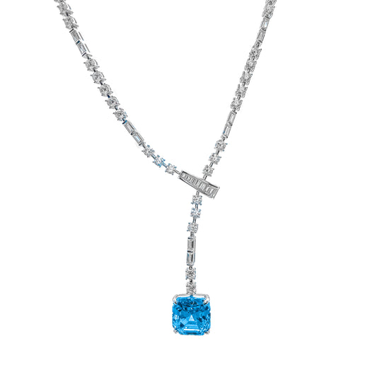 Square Model Blue Stone Necklace