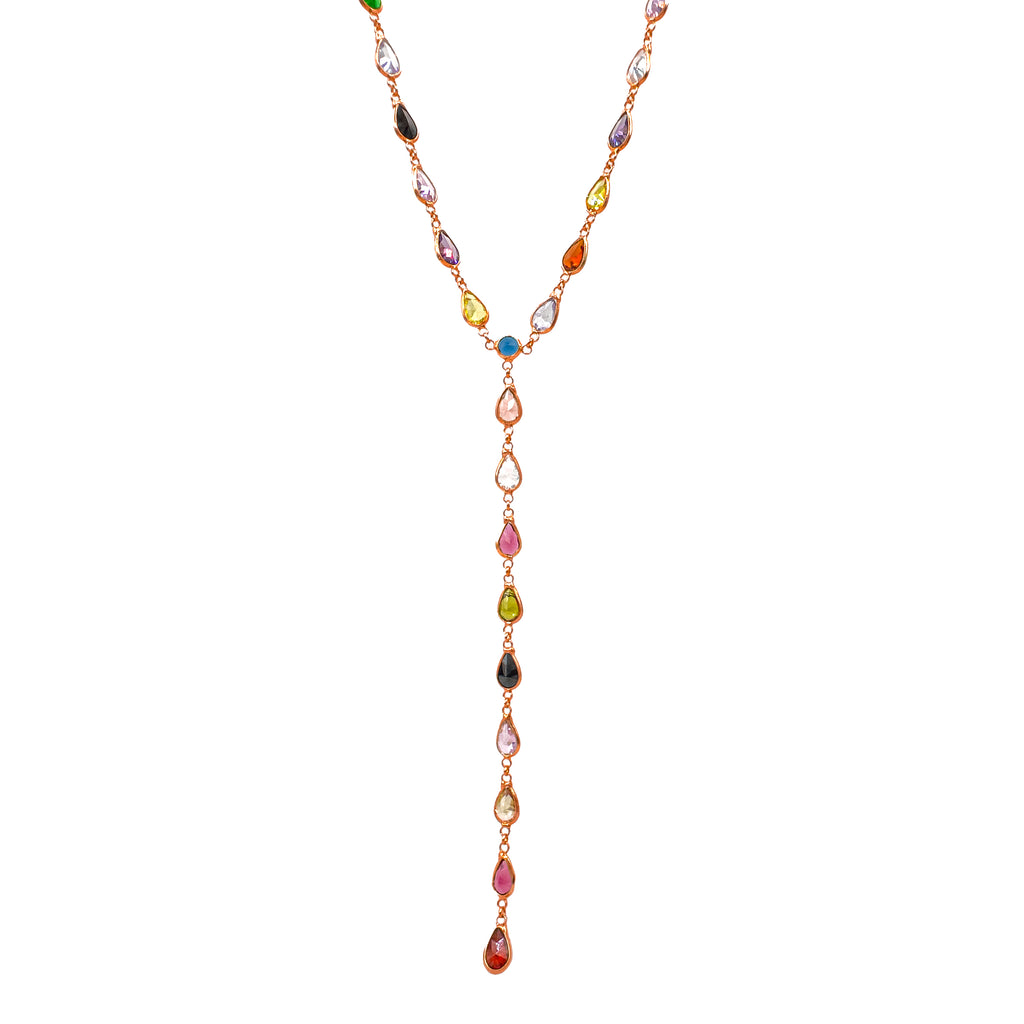 Karışık Renkli Taşlı Y Kolye