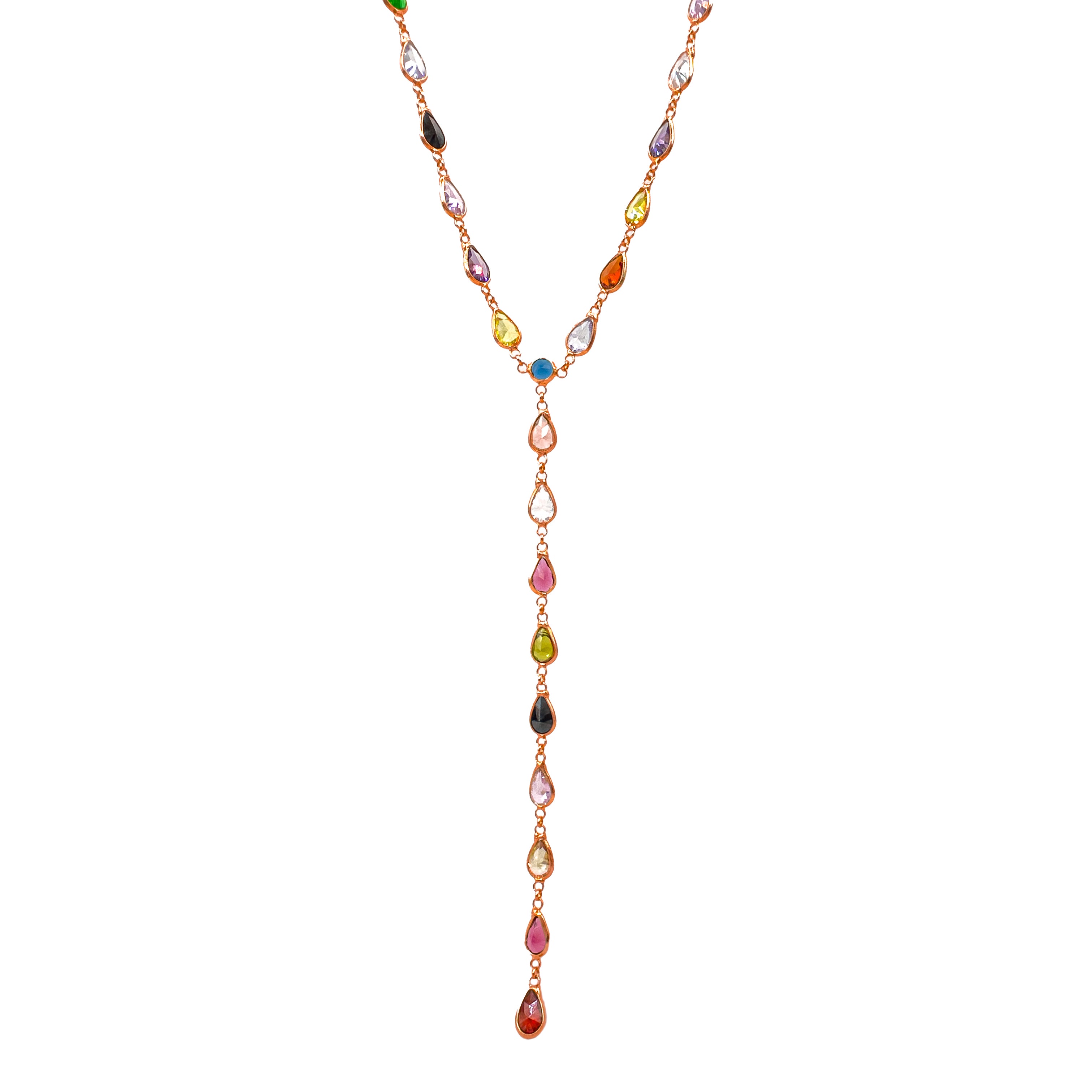 Karışık Renkli Taşlı Y Kolye