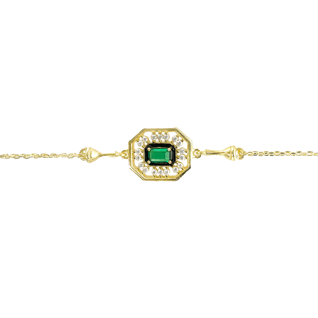 Modern Bracelet with Green Stone