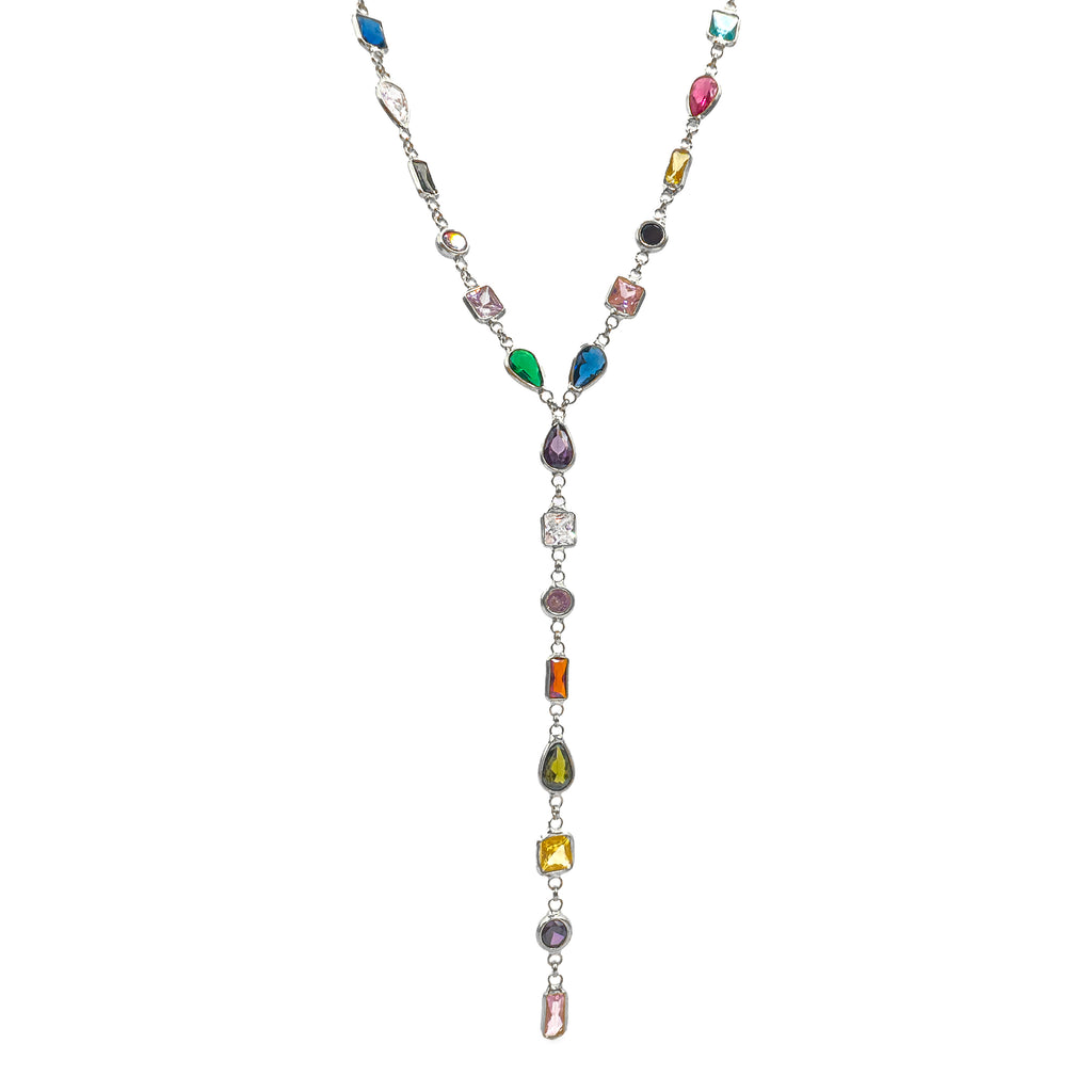 Damla Model Renkli Taşlı Y Kolye