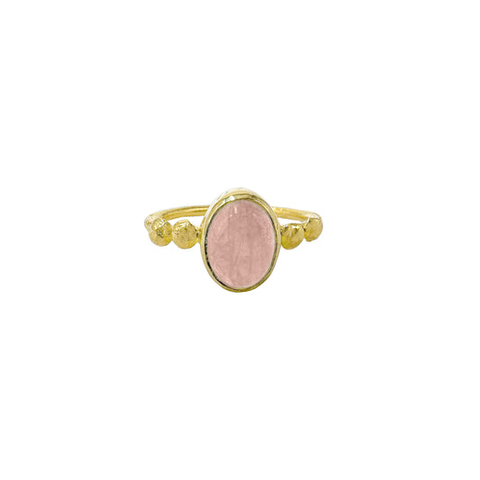 Rosa Quarz-Naturstein-Ring