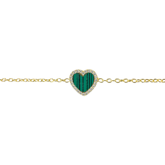 Malachite Stone Heart Bracelet