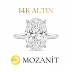 14K Moissanitstein-Fassung, langer, ovaler Solitärring