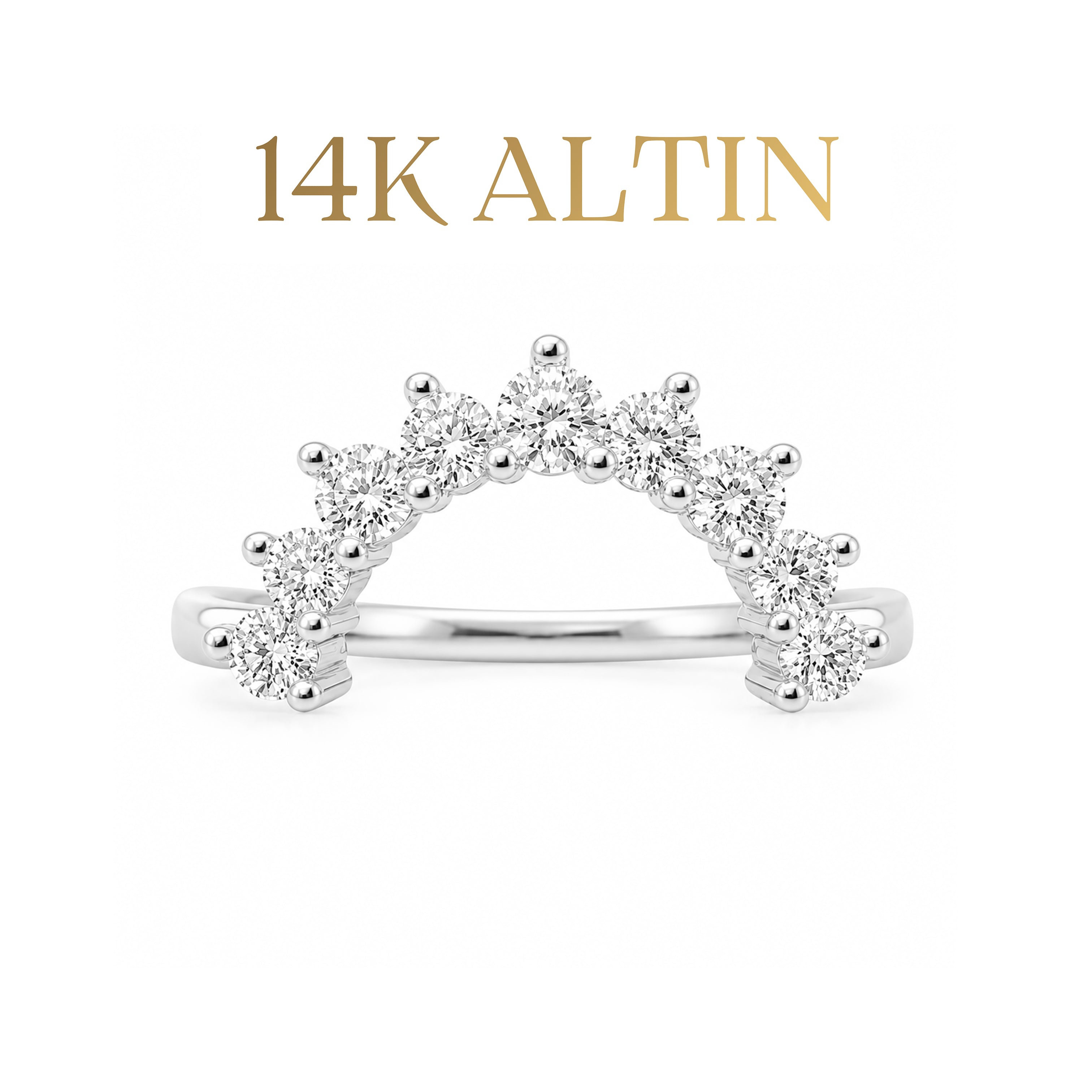 14K Half Moon Stacking Yüzük