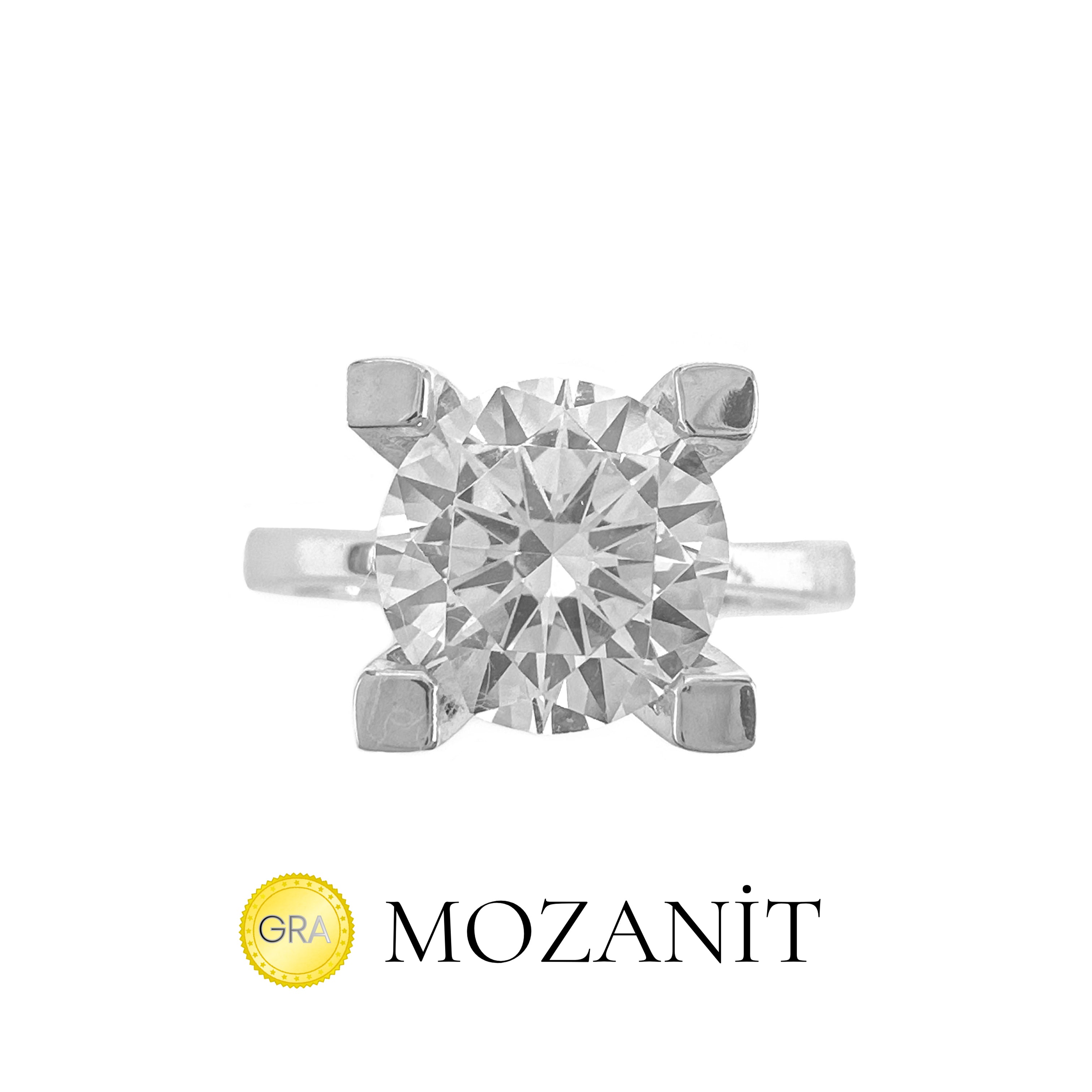 Üç Karat Mozanit Tektaş Yüzük