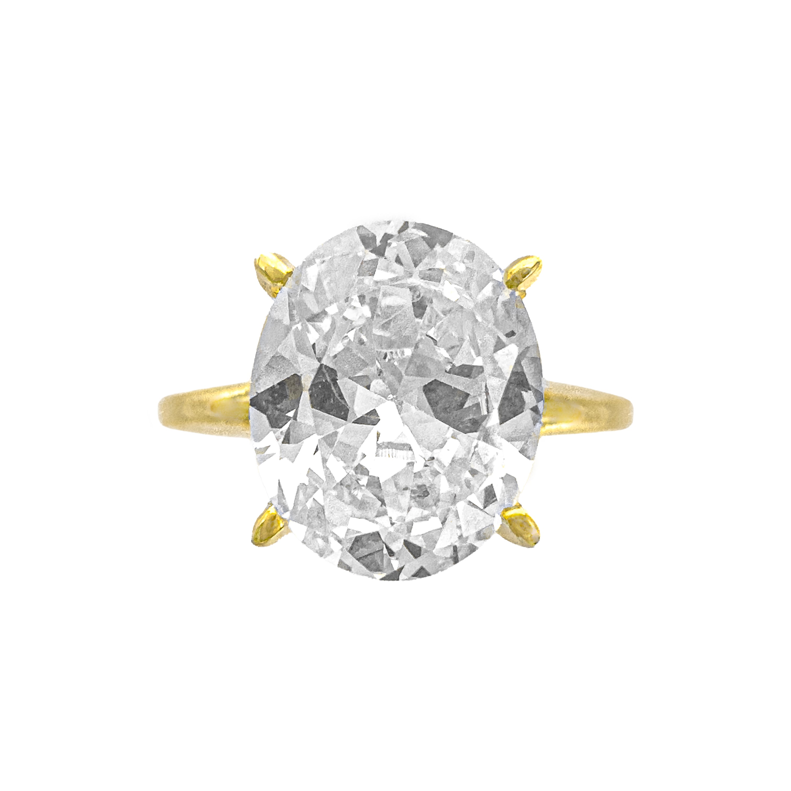 14K Dört Karat Mozanit Oval Yüzük