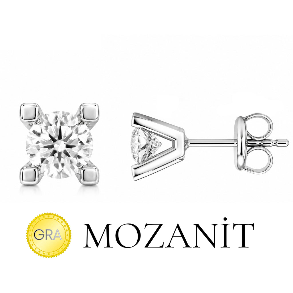 2 Karat Mozanit Tektaş Küpe