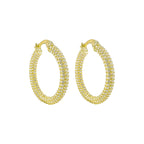 Large Multi-Row Stone Earrings