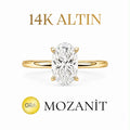 14K İki Karat Mozanit Oval Yüzük