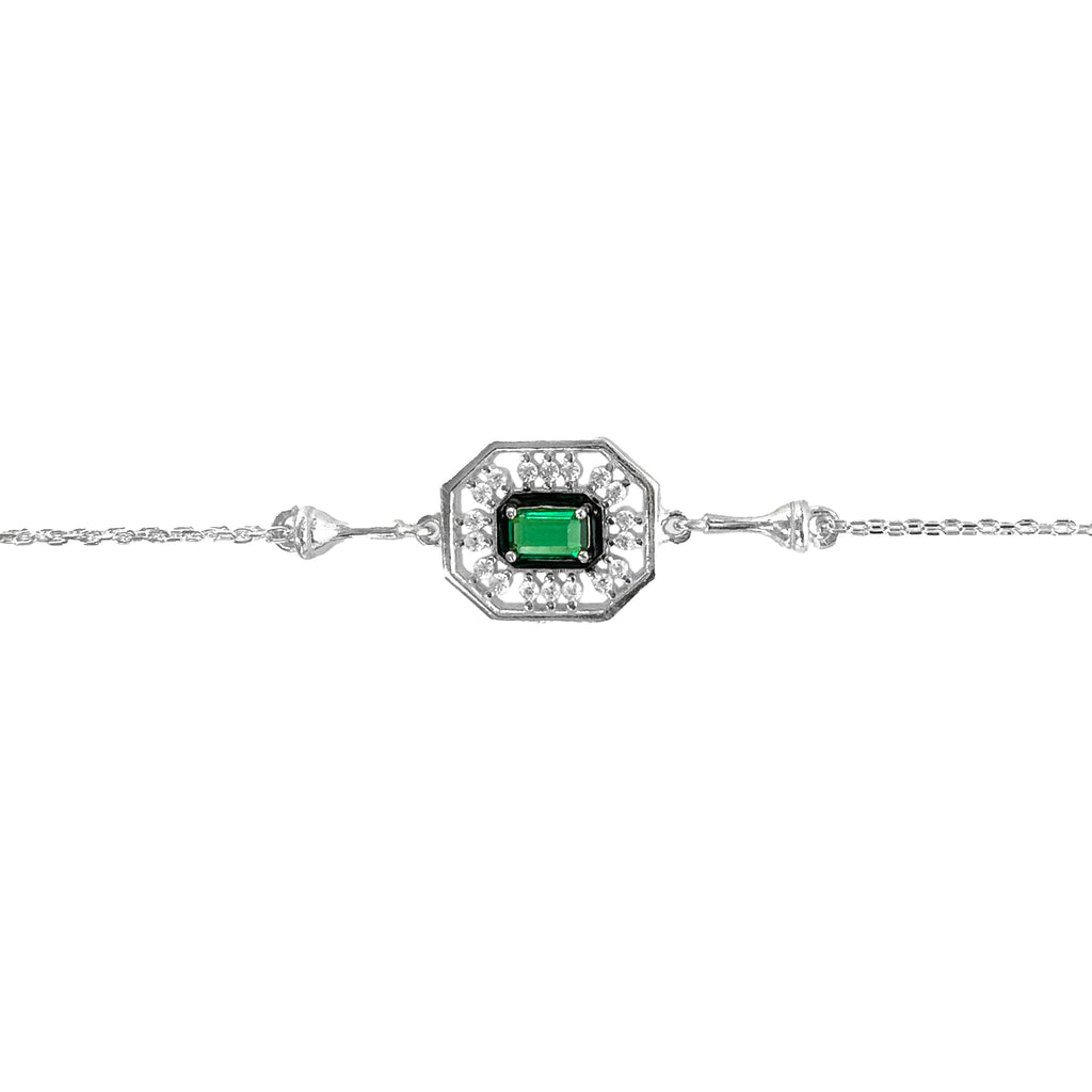 Modern Bracelet with Green Stone