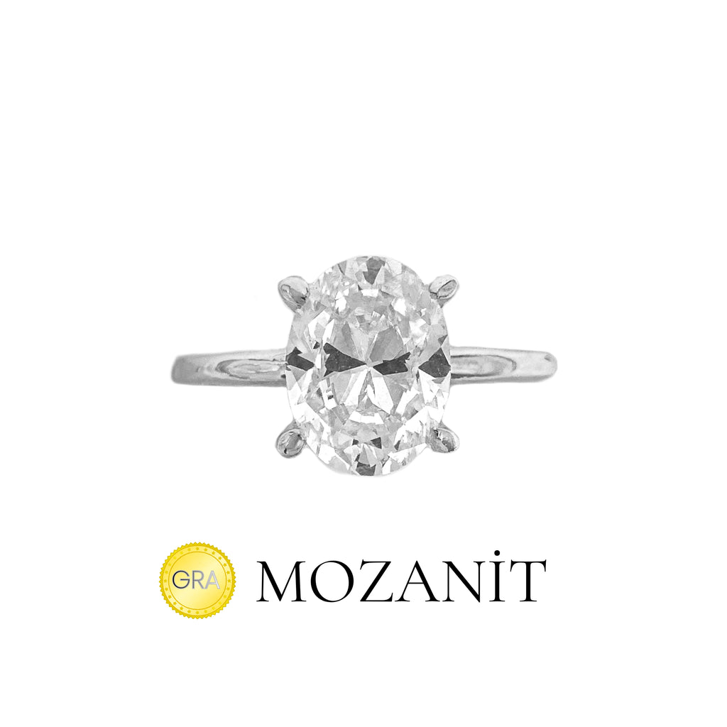 1.25 Karat Mozanit Oval Yüzük