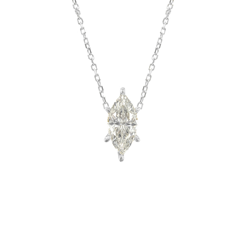 G-Color Marquise Necklace with Stone Setting
