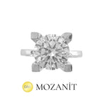 Dört Karat Mozanit Tektaş Yüzük