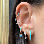 Üstü Taşlı Halka Küpe