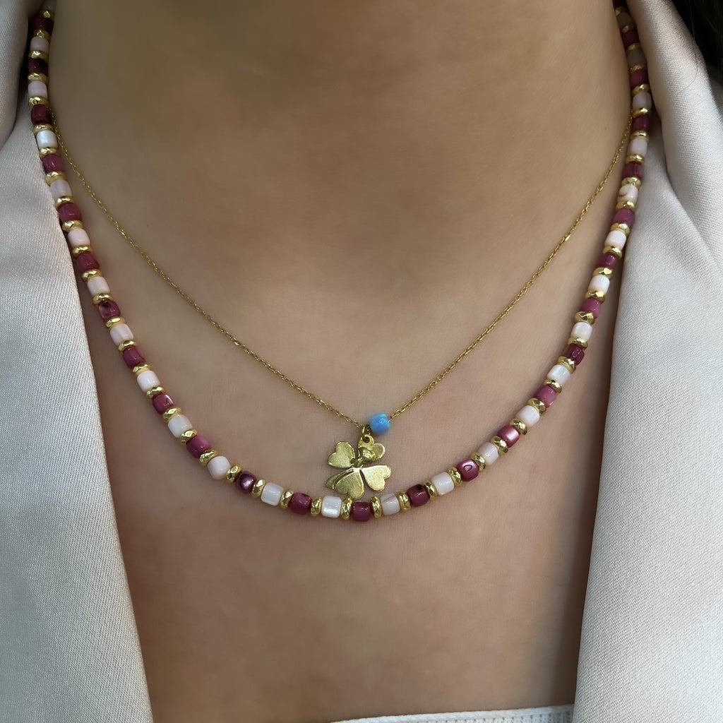 Rosa Naturstein-Halskette