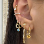 Büyük Boy Halka Taşlı Küpe