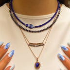 Marineblaue Naturstein-Halskette