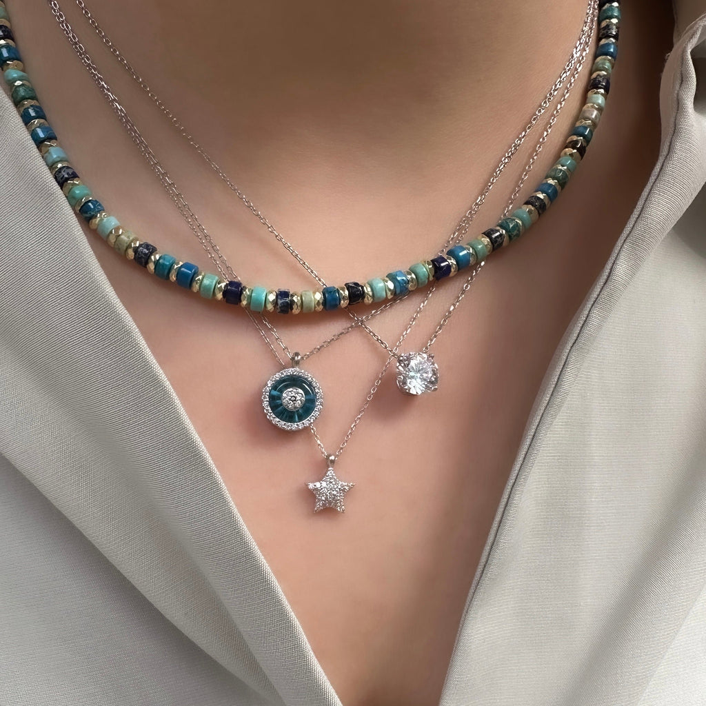 Türkisfarbene Naturstein-Halskette