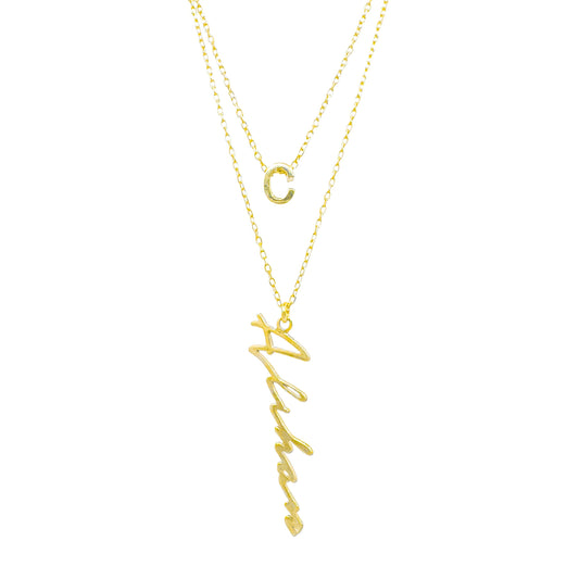 Double Chain Name and Letter Necklace