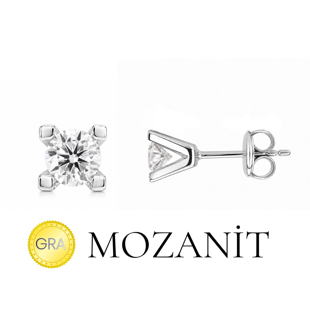 0.80 Karat Mozanit Tektaş Küpe
