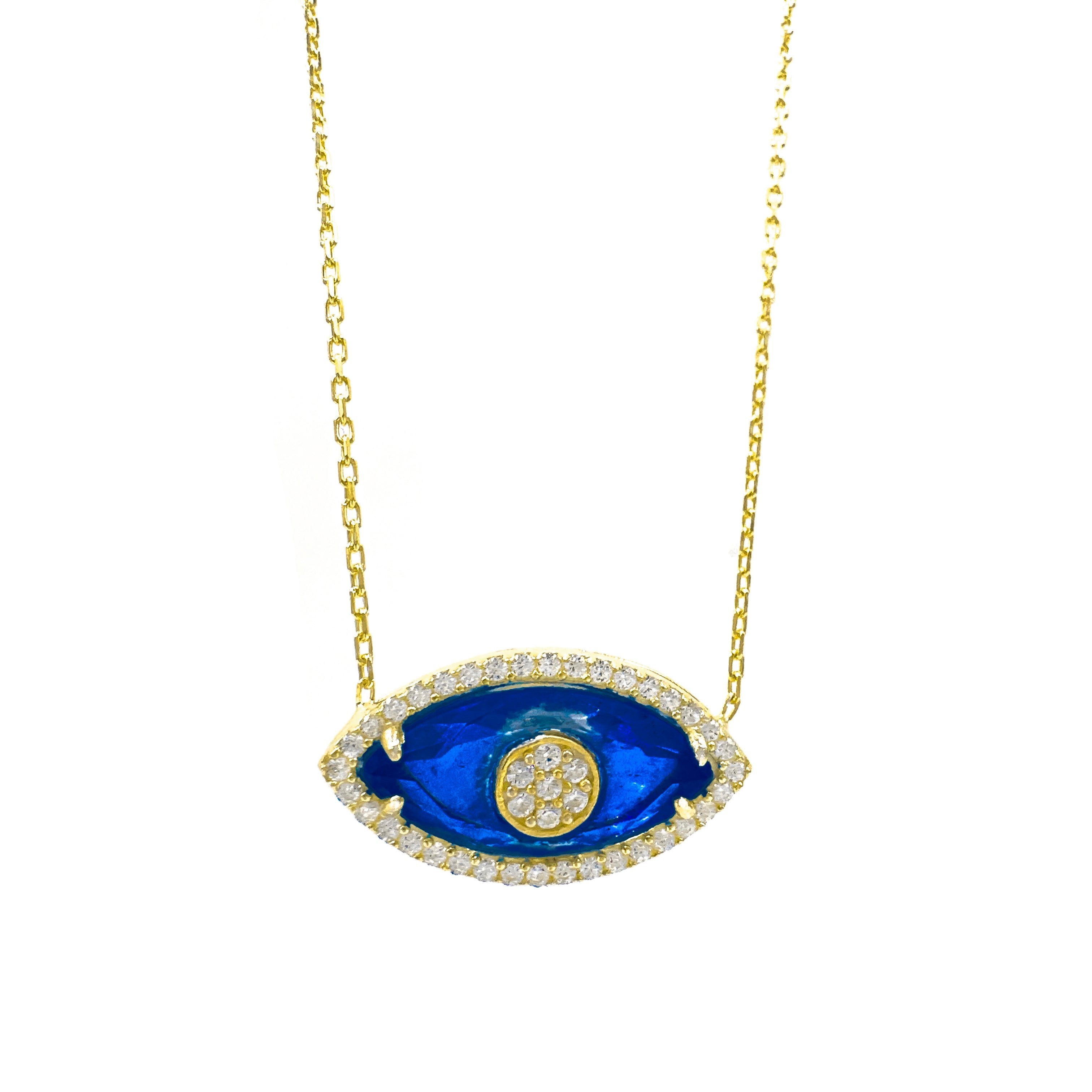 Lacivert Renkli Camgöz Kolye