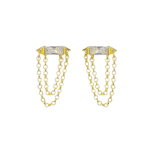 Baguette Stone Chain Earring