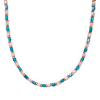 Blau-rosa Naturstein-Halskette