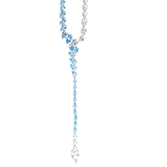 Blue Moissanite Drop Stone Pendant Necklace