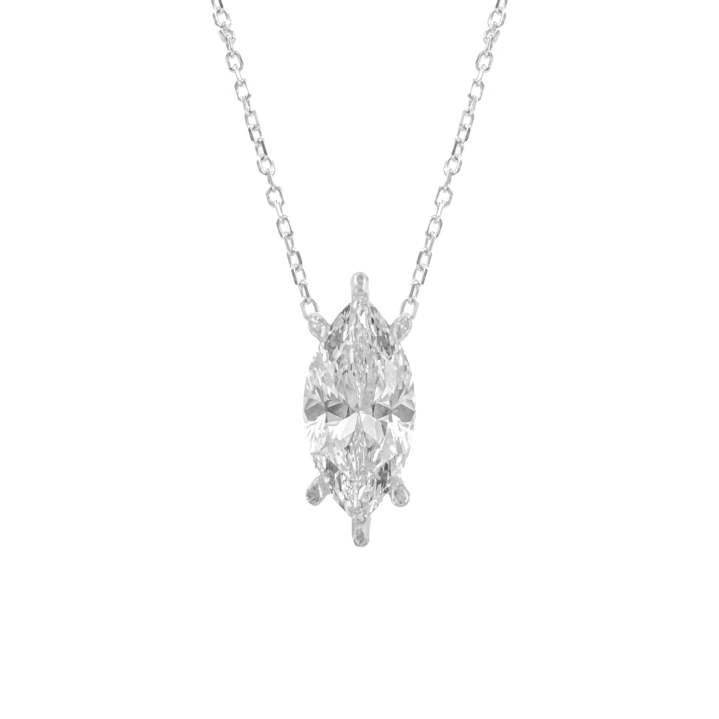 Taşlı Montür Uzun Markiz Mozanit Kolye