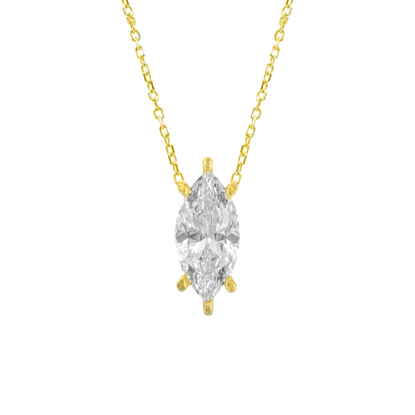 Taşlı Montür Uzun Markiz Mozanit Kolye