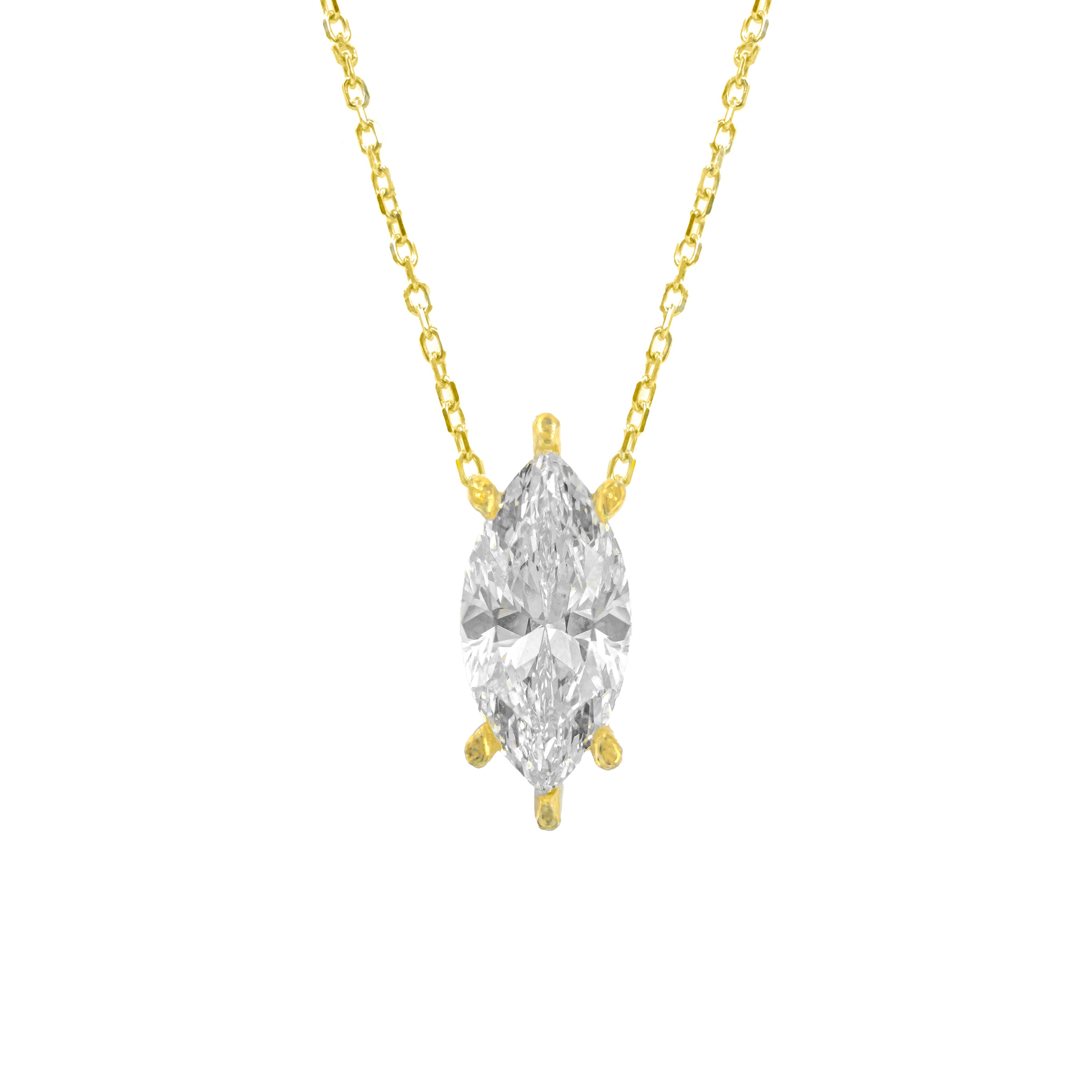 Taşlı Montür Uzun Markiz Mozanit Kolye