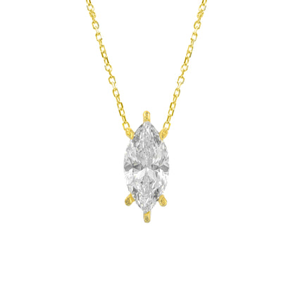 Taşlı Montür Uzun Markiz Mozanit Kolye