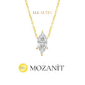 14K Taşlı Montür Mozanit Markiz Kolye