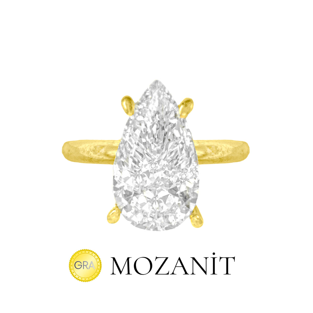 Stone Setting Moissanite Teardrop Solitaire Ring