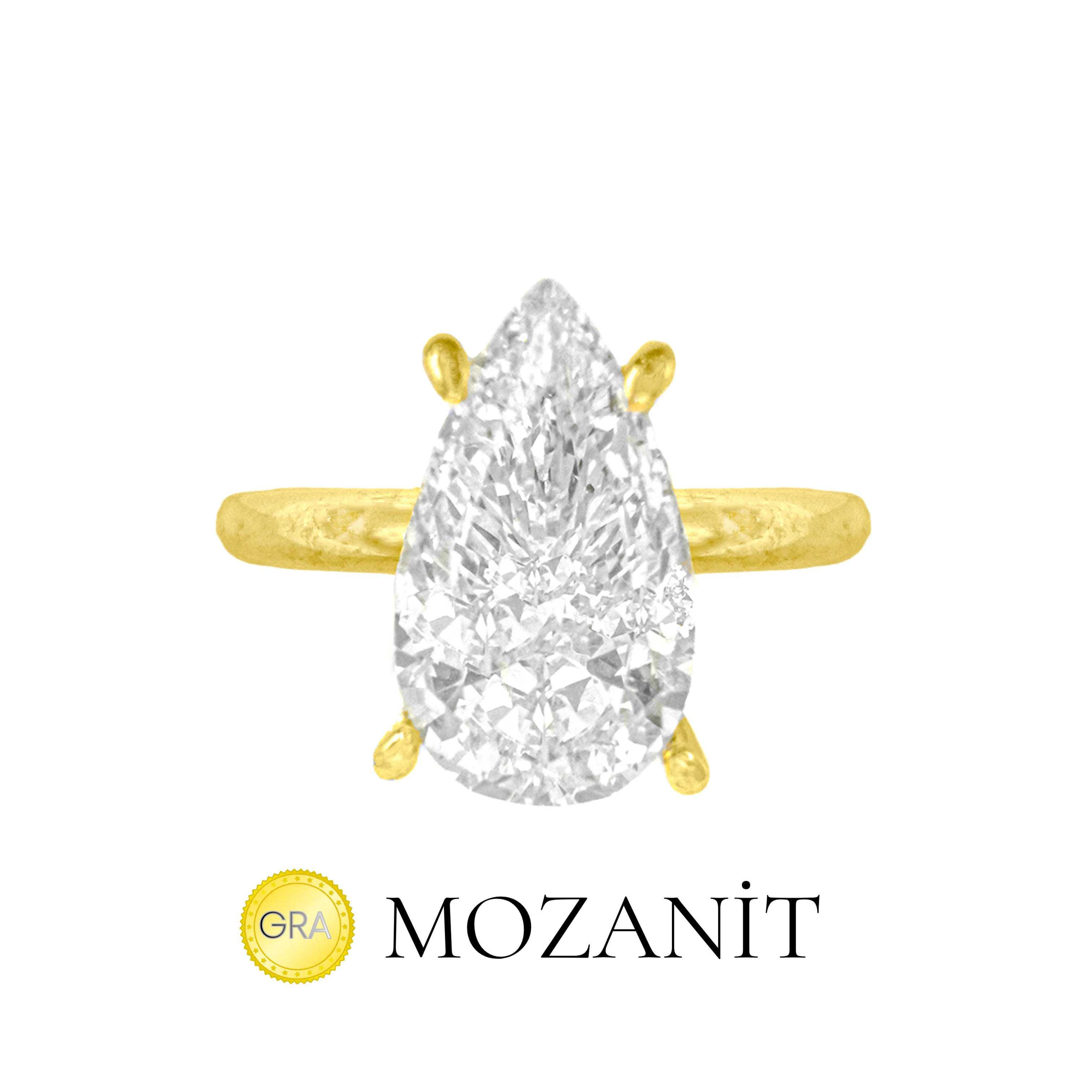 Stone Setting Moissanite Teardrop Solitaire Ring