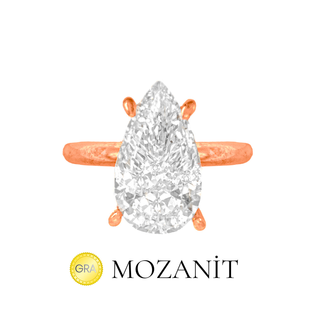 Stone Setting Moissanite Teardrop Solitaire Ring