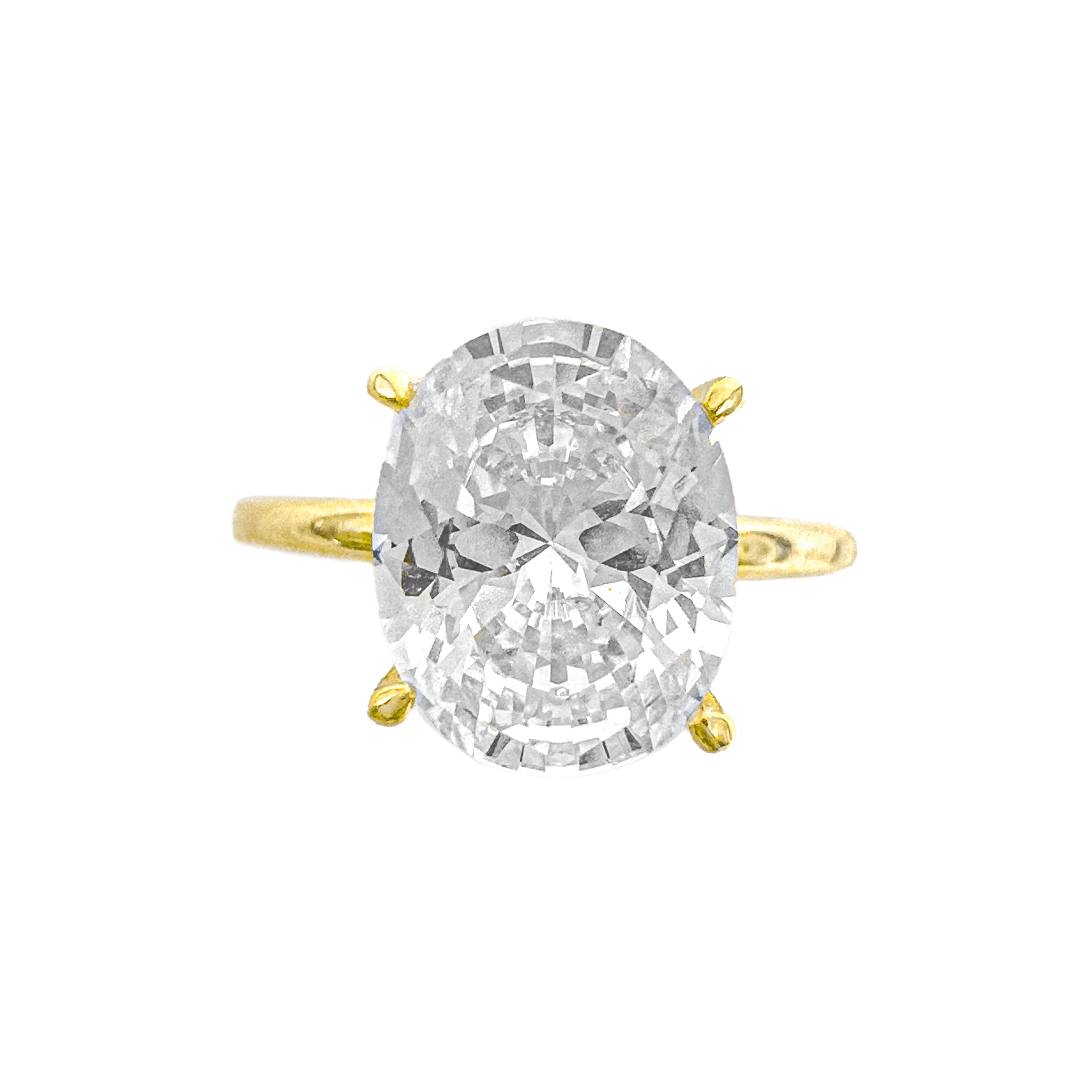 14K Üç Karat Mozanit Oval Yüzük