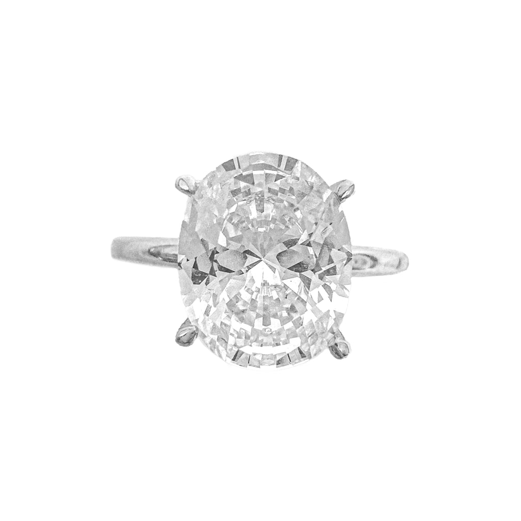 14K Üç Karat Mozanit Oval Yüzük