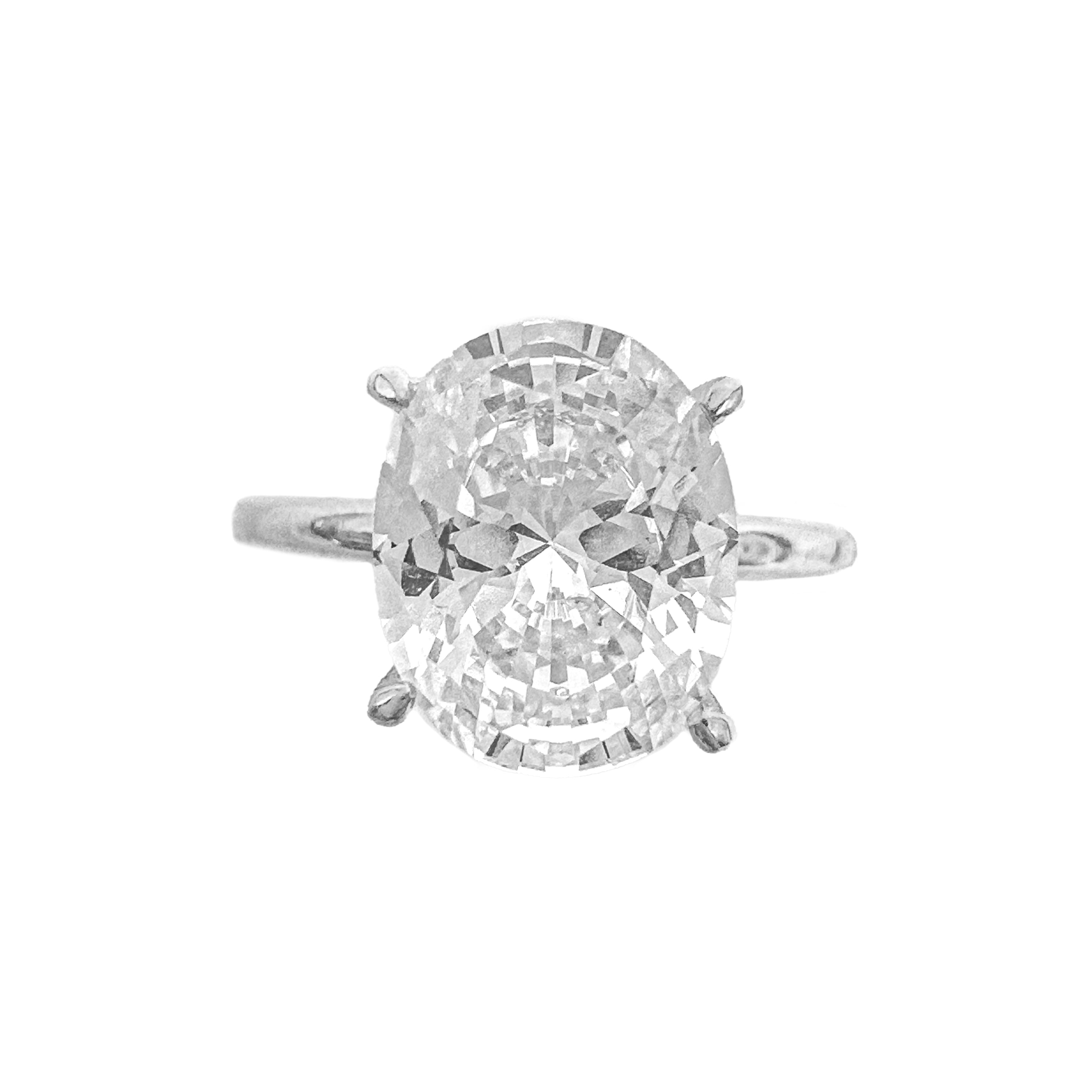 14K Üç Karat Mozanit Oval Yüzük