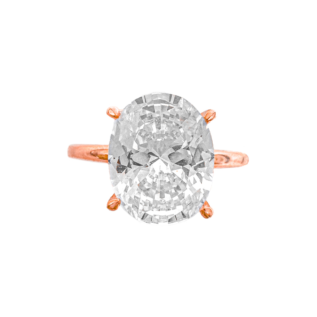 14K Üç Karat Mozanit Oval Yüzük