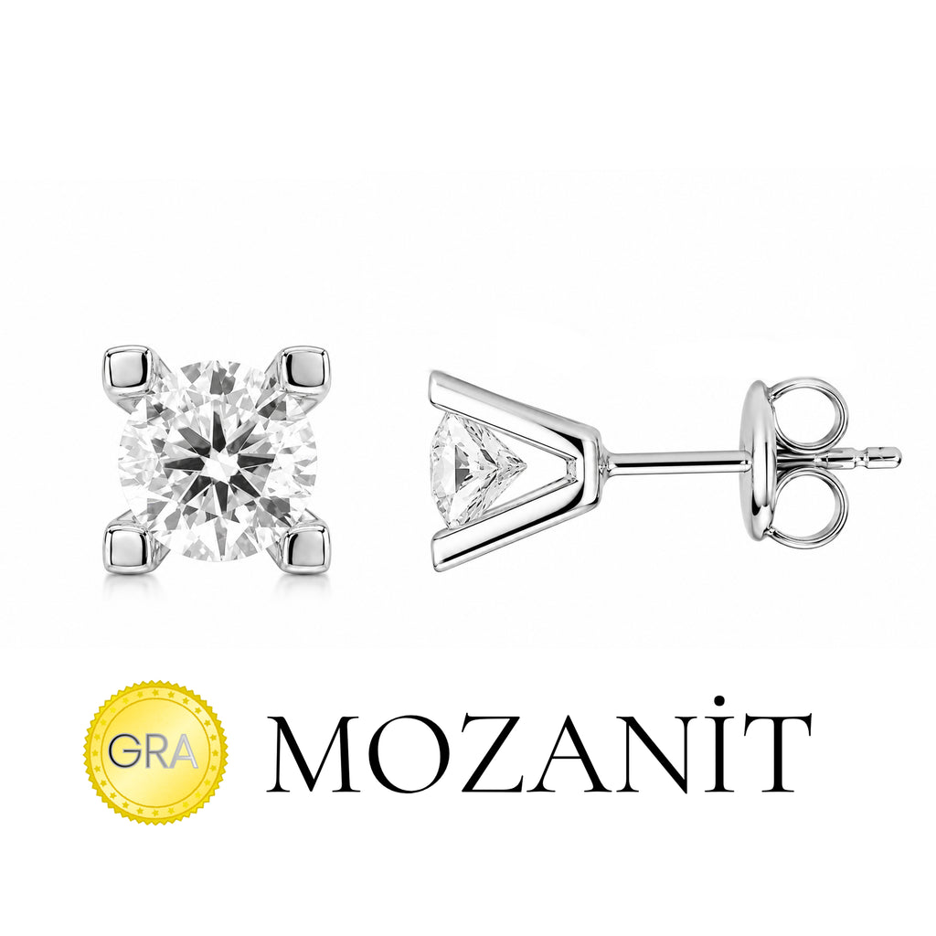 1.20 Karat Mozanit Tektaş Küpe