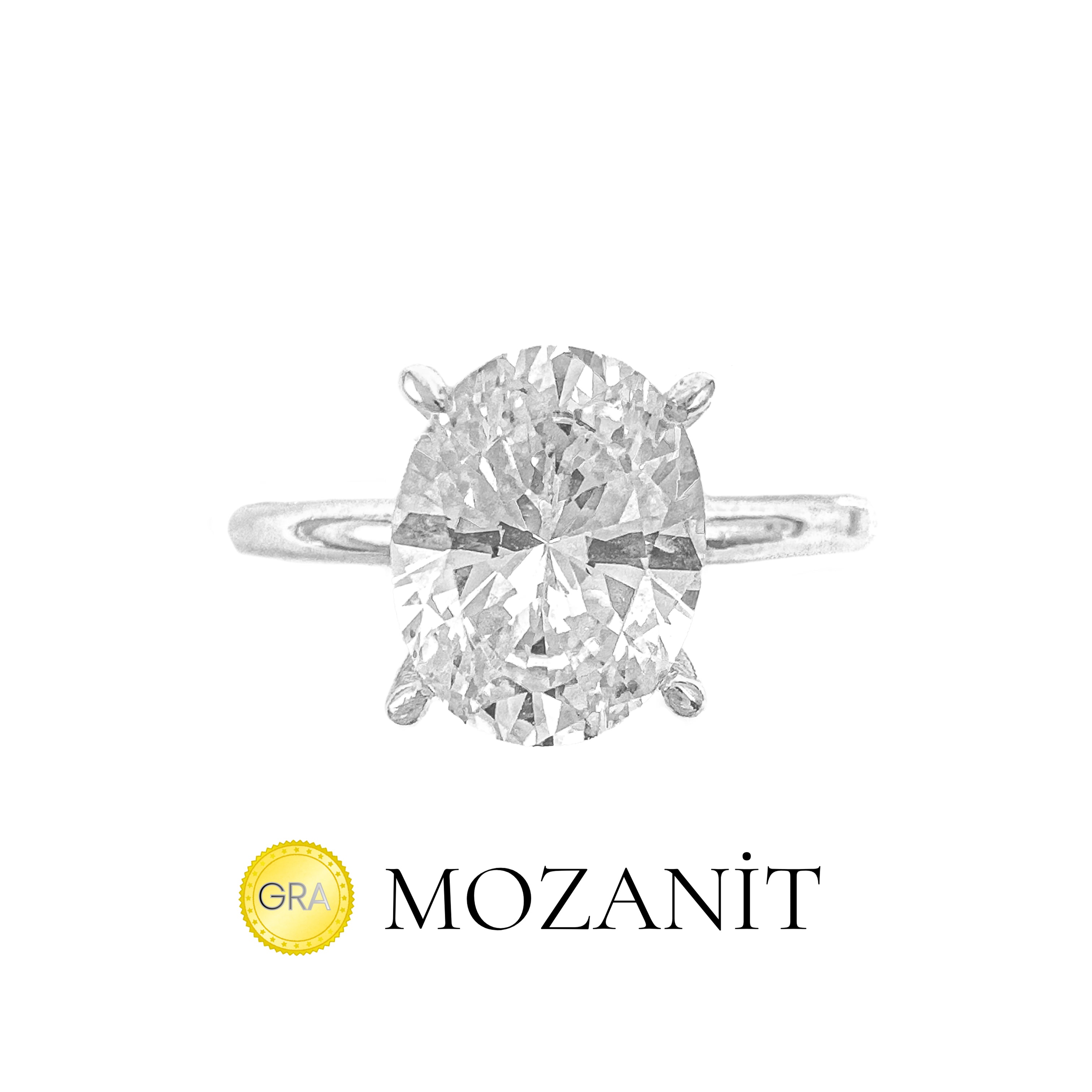 1.75 Karat Mozanit Oval Yüzük
